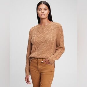 GAP Knitted Sweater - Women’s Brown Cable Knit Sweater
